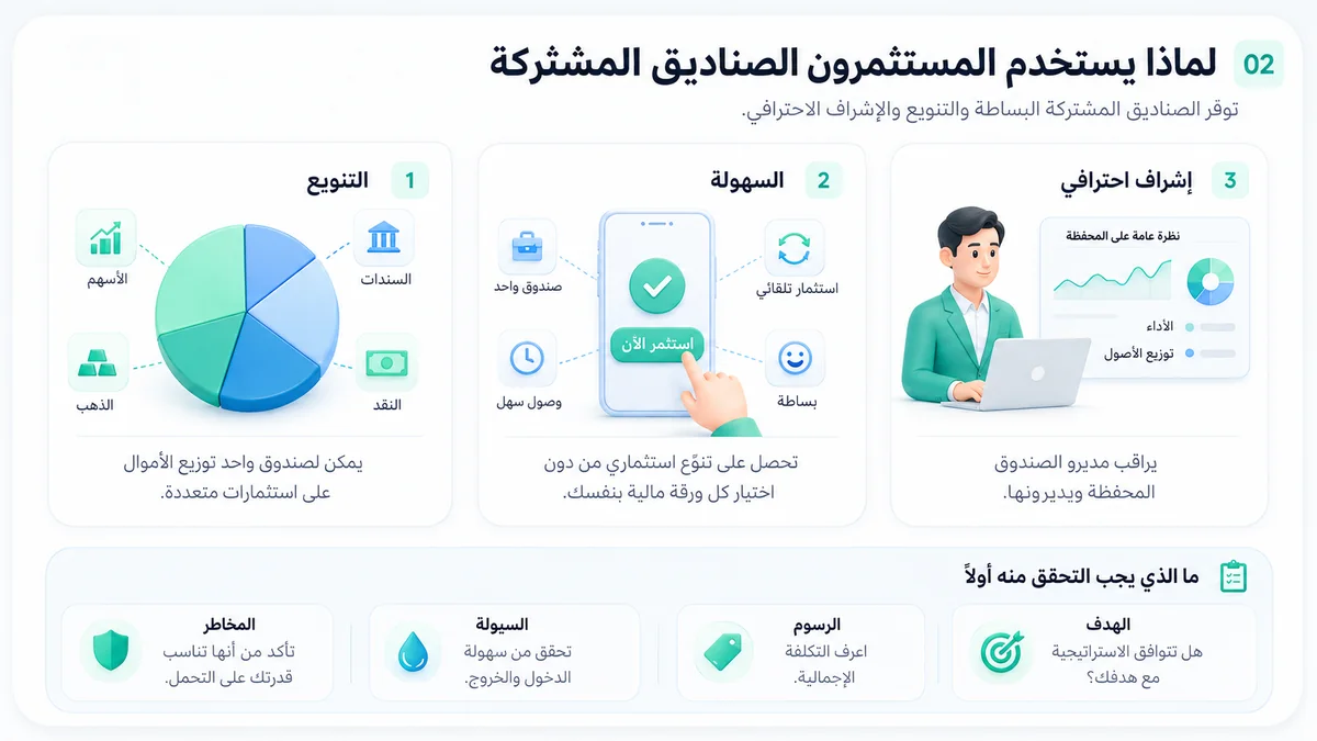 مزايا صناديق الاستثمار من تنويع وسهولة وإشراف احترافي